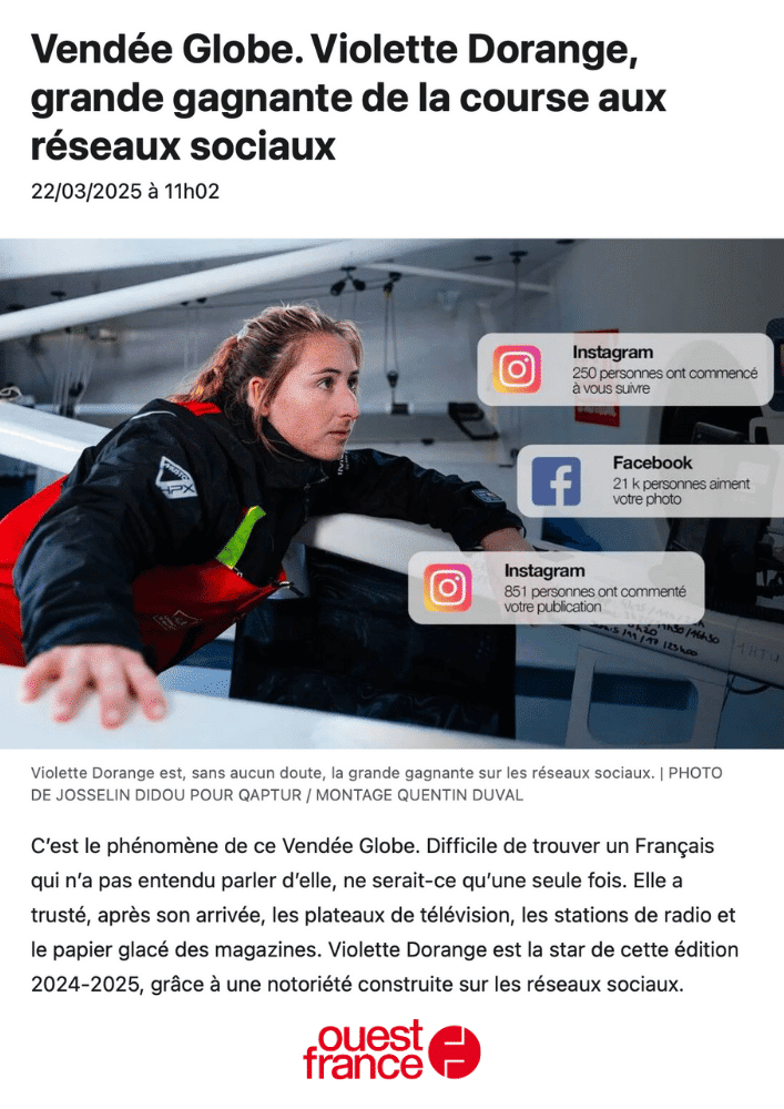 vendée globe réseaux sociaux